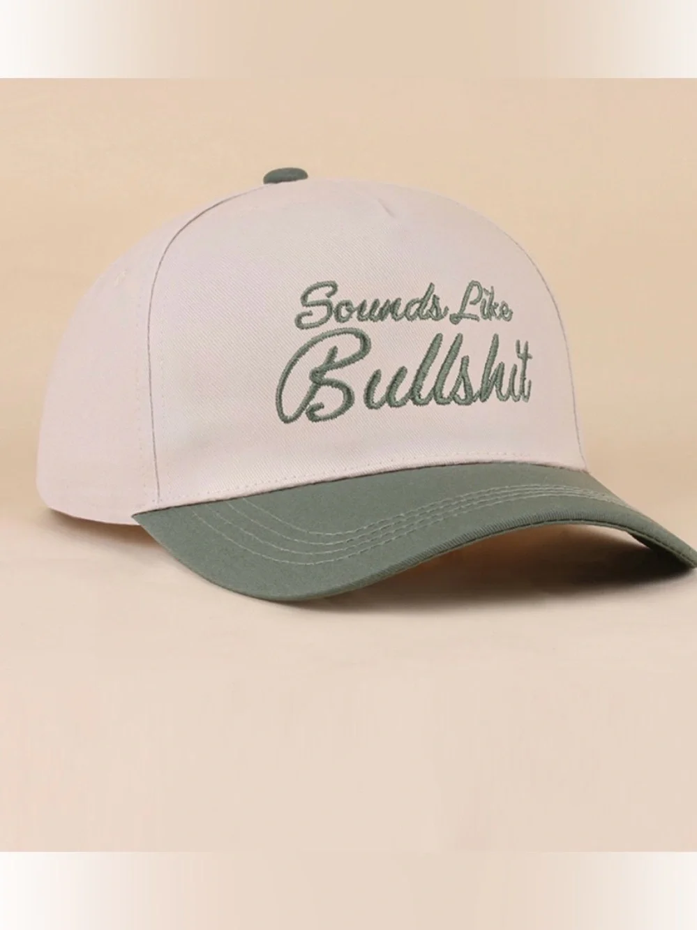 Zenana Sounds Like Bullsh*t Novelty Baseball Hat Forest Green